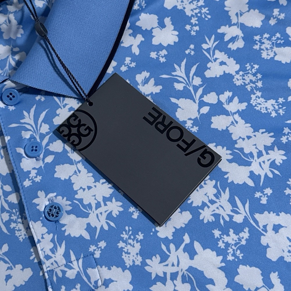 NEW G/Fore Men's Size XL Floral Blossom Rib Collar Tech Jersey Golf Polo
